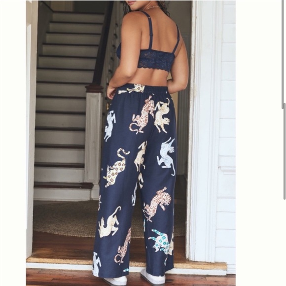 NWT Anthropologie Cecilia Pettersson Flannel Animal Print Pajama Pants Bottoms L - Picture 5 of 13